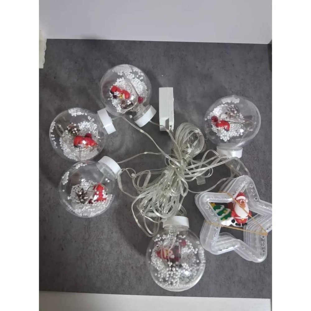 Christmas LED String Lights Santa Claus Globe Ornaments Five-Pointed Star Decor